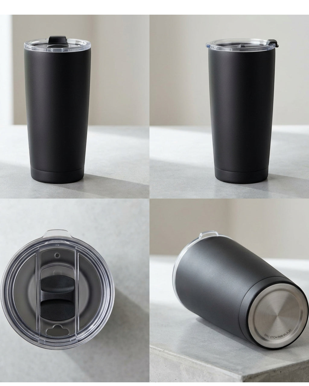 Etchstud Stainless Steel Tumbler Black 20 oz with Lid