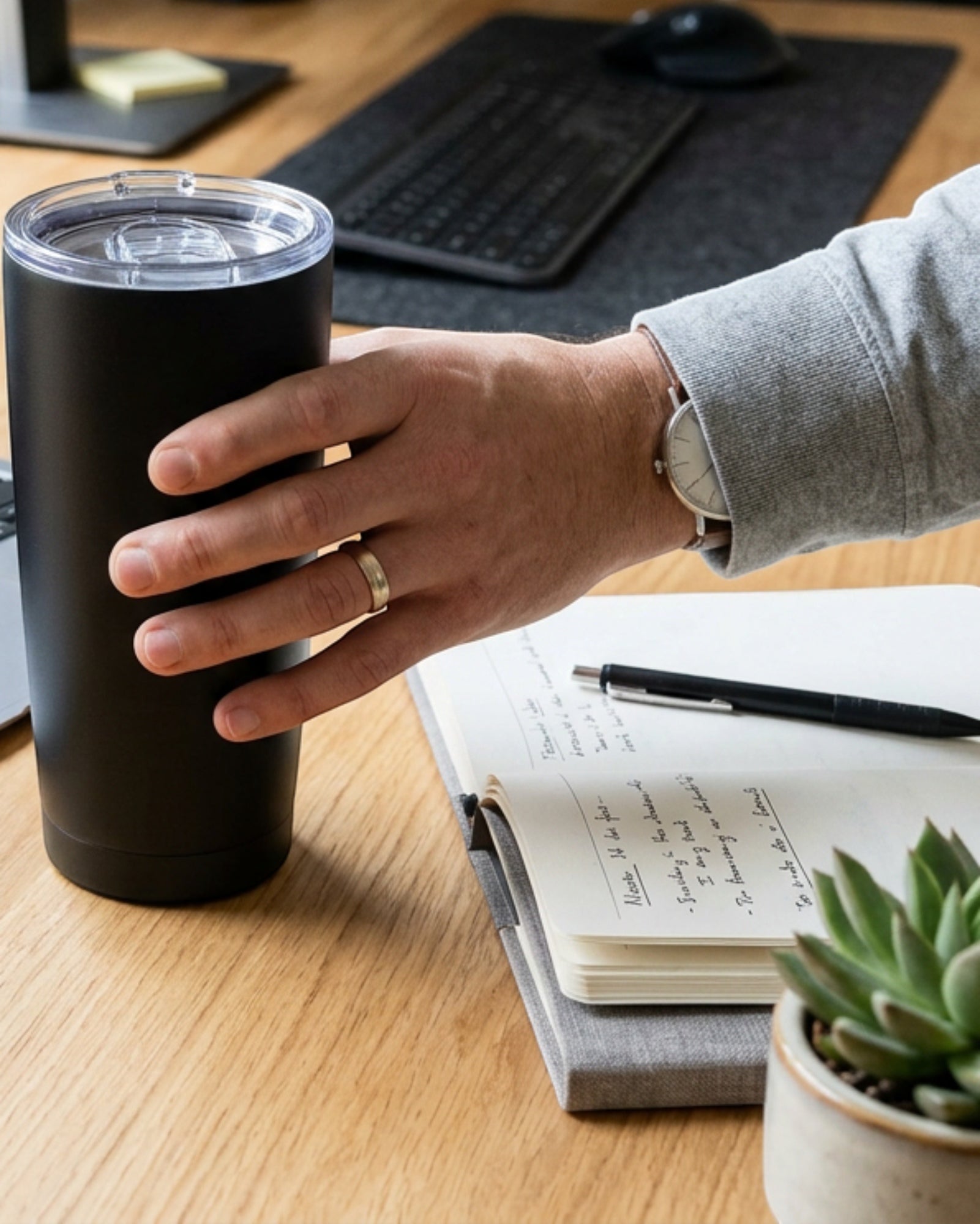 Etchstud Stainless Steel Tumbler Black 20 oz with Lid