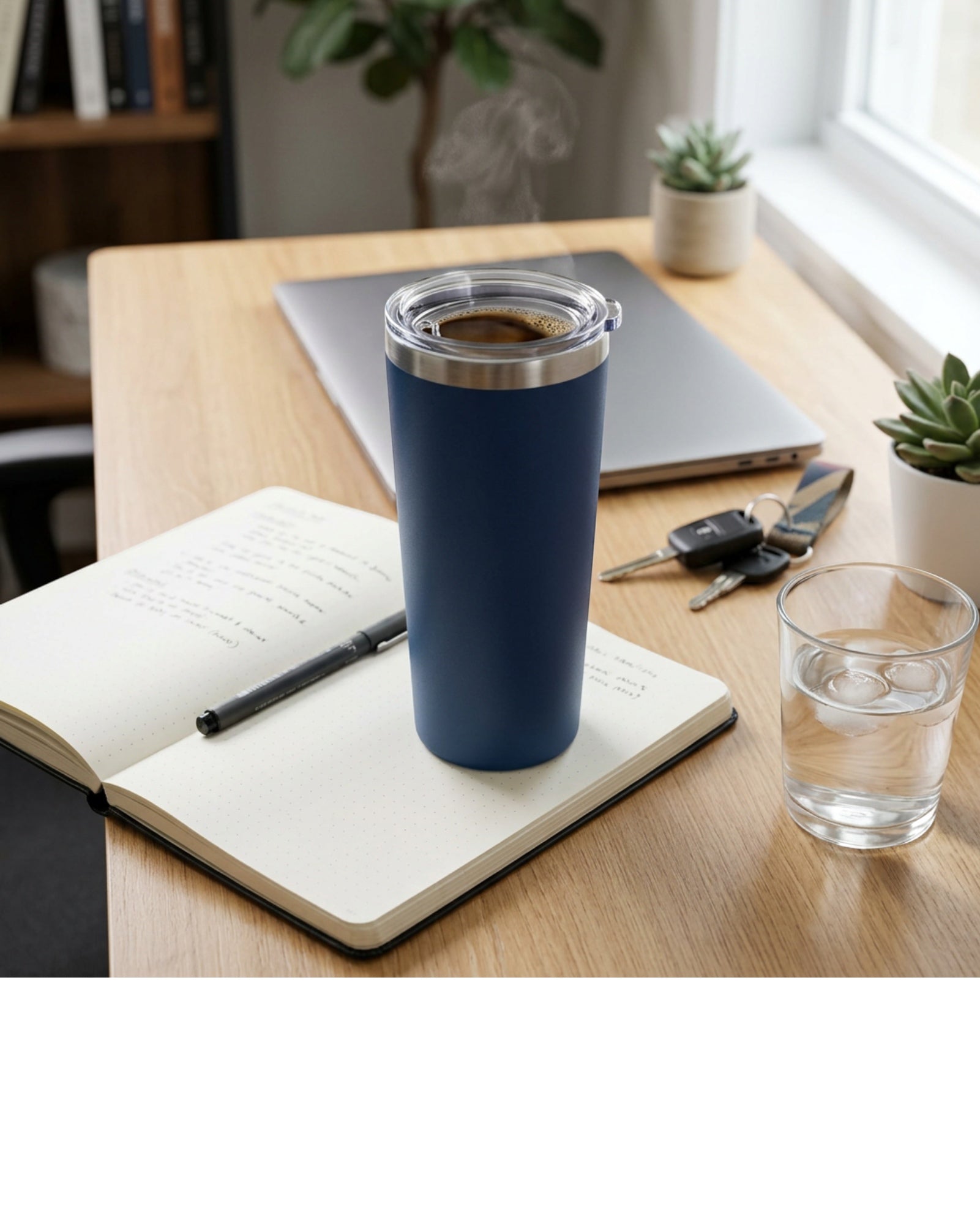 Etchstud Skinny Insulated Tumbler Navy 16 oz
