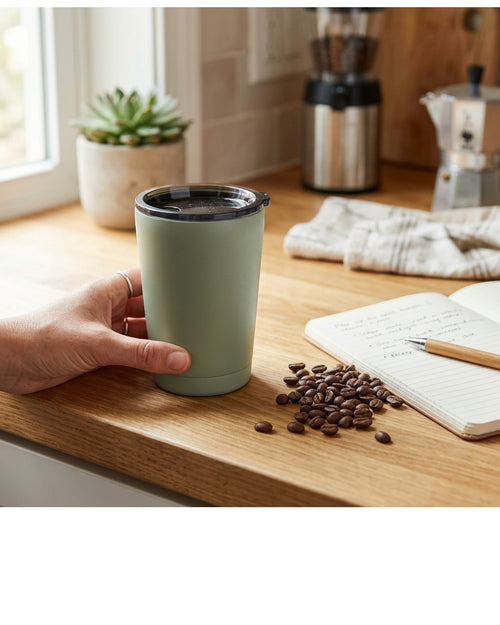 Etchstud Coffee Tumbler Sage 12 oz with Sip Lid