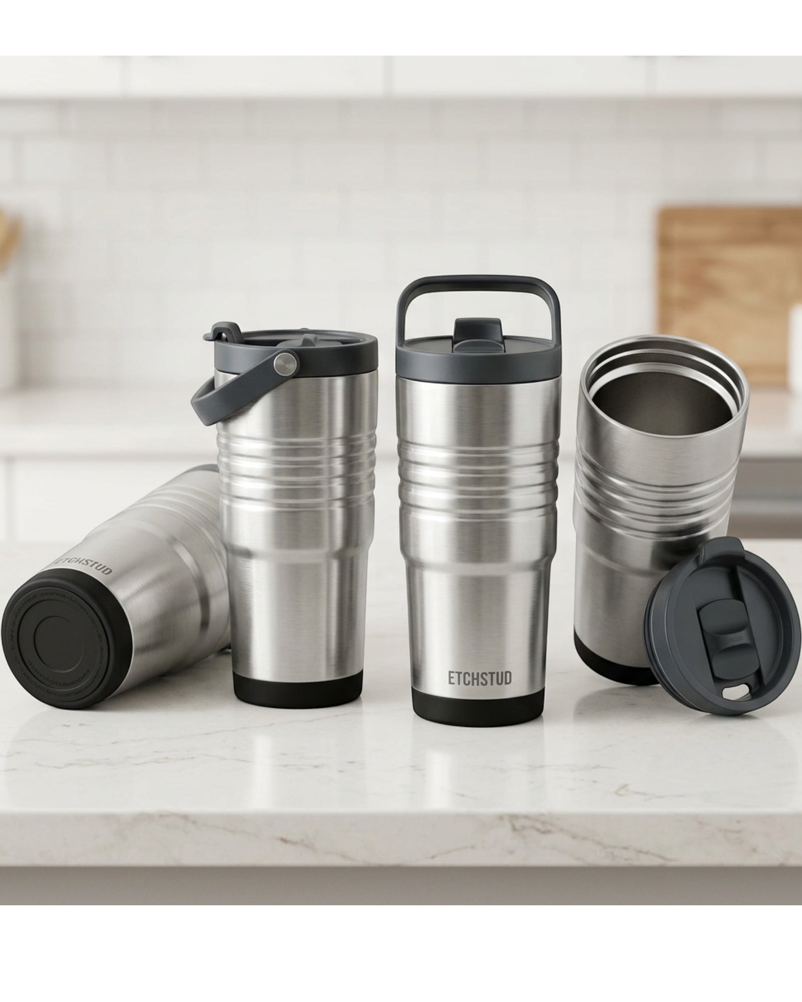Etchstud Wide Mouth Tumbler Silver 18 oz