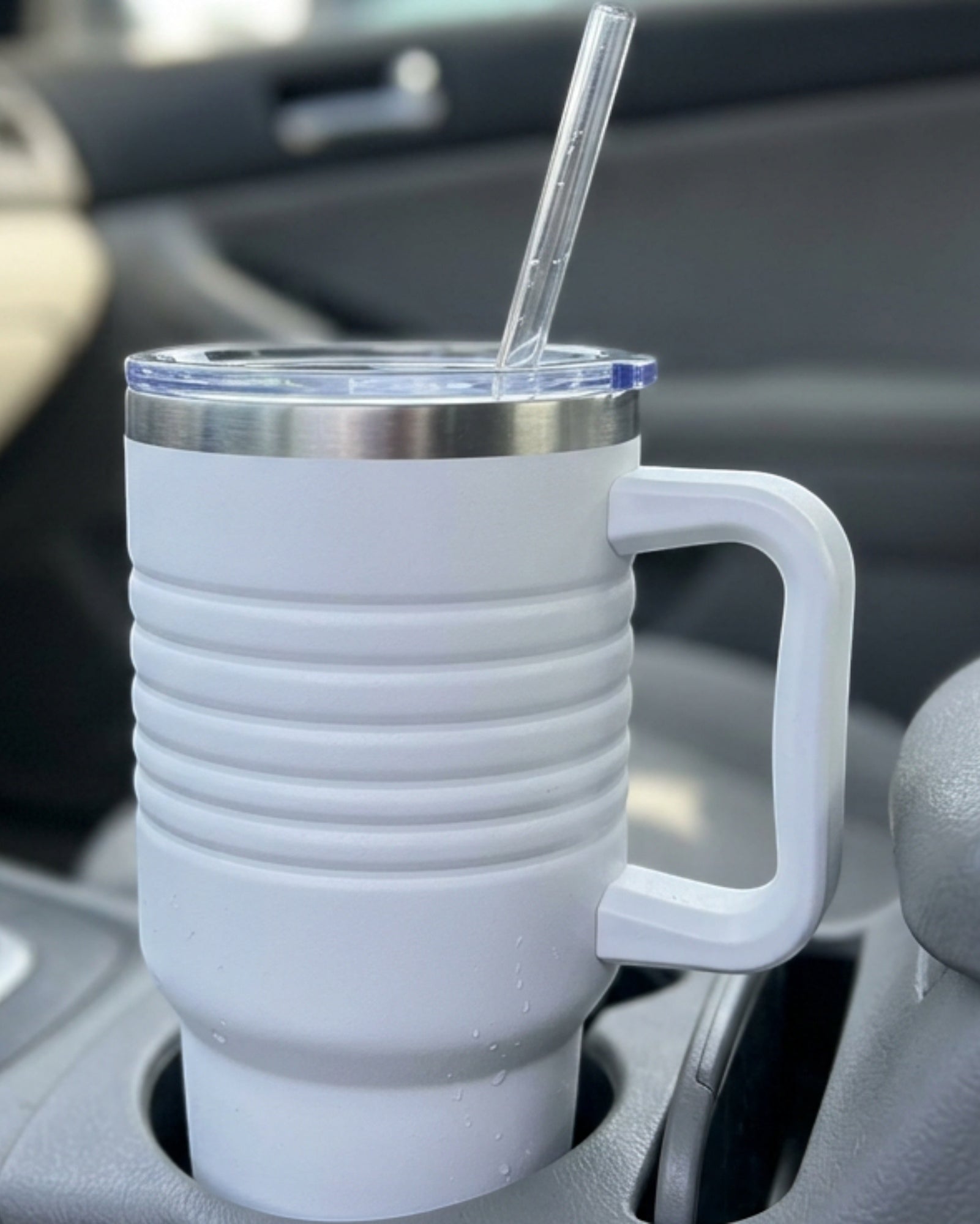 Etchstud Travel Tumbler White 30 oz with Handle